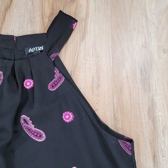 🔺️Apt 9 Black & Purple Sequin Paisley Halter Sleeveless Top Medium - Picture 5 of 10
